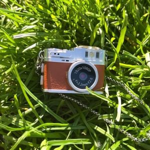 Mini camera functionable wearable necklace keychain accessory brown